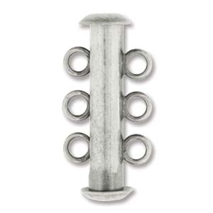 21mm 3 Strand Slider Clasp - Antique Silver Plate Finish | Base Metal Jewelry Clasps | Findings