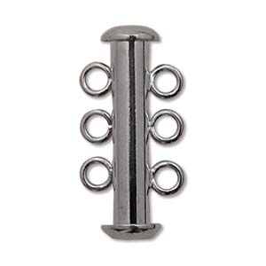 21mm 3 Strand Slider Clasp - Gunmetal Finish - 12 Pack | Base Metal Jewelry Clasps | Findings