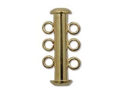 21mm 3 Strand Slider Clasp - Gold Finish - 12 Pack | Base Metal Jewelry Clasps | Findings