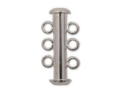 21mm 3 Strand Slider Clasp - Silver Finish - 12 Pack | Base Metal Jewelry Clasps | Findings