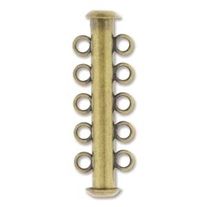 30mm 5 Strand Slider Clasp - Antique Brass Plate Finish | Base Metal Jewelry Clasps | Findings