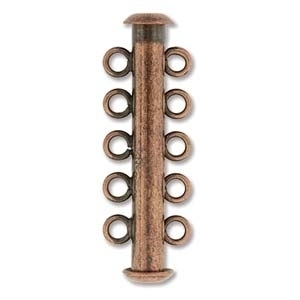 30mm 5 Strand Slider Clasp - Antique Copper Plate Finish | Base Metal Jewelry Clasps | Findings