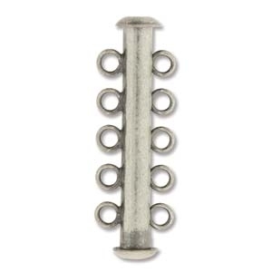 30mm 5 Strand Slider Clasp - Antique Silver Plate Finish | Base Metal Jewelry Clasps | Findings