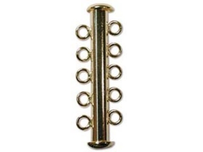 30mm 5 Strand Slider Clasp - Gold Finish - 12 Pack | Base Metal Jewelry Clasps | Findings