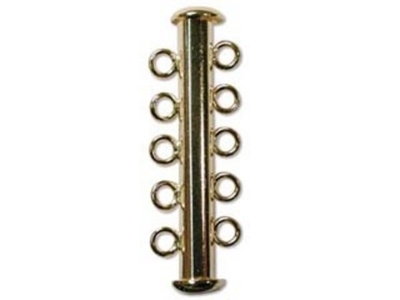 30mm 5 Strand Slider Clasp - Gold Finish - 12 Pack | Base Metal Jewelry Clasps | Findings