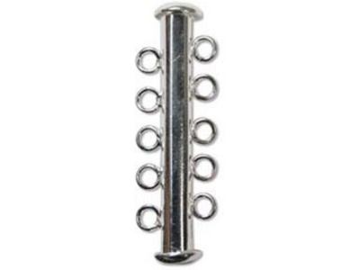 30mm 5 Strand Slider Clasp - Silver Finish - 12 Pack | Base Metal Jewelry Clasps | Findings