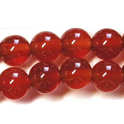 10mm Round Carnelian Agate Stone Bead - Deep Orange | Natural Semiprecious Gemstone