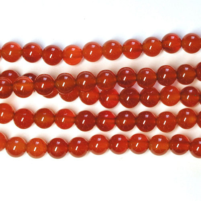 4mm Round Carnelian Agate Stone Bead - Deep Orange | Natural Semiprecious Gemstone