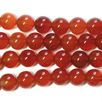 8mm Round Carnelian Agate Stone Bead - Deep Orange | Natural Semiprecious Gemstone