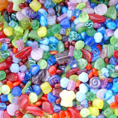 Multi-color Czech Pressed Glass Bead Mix - Assorted Sizes, Shapes and Colors