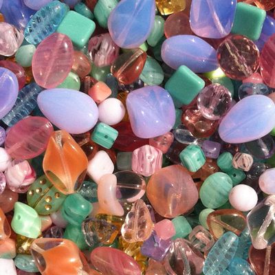 Spring Czech Pressed Glass Bead Mix - Assorted Sizes, Shapes and Pastel Colors