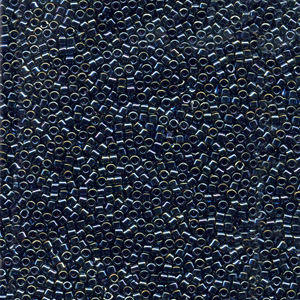 Japanese Miyuki Delica Glass Seed Bead Size 11 - Blue with Dark Blue - Metallic Iridescent Finish