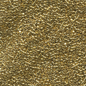 Japanese Miyuki Delica Glass Seed Bead Size 11 - 24kt  Light Gold Plated - Metallic Finish