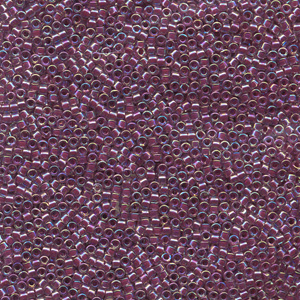 Japanese Miyuki Delica Glass Seed Bead Size 11 - Raspberry Lined Crystal AB - Transparent Iridescent Finish