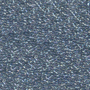 Japanese Miyuki Delica Glass Seed Bead Size 11 - Medium Grey Blue AB - Transparent Iridescent Finish