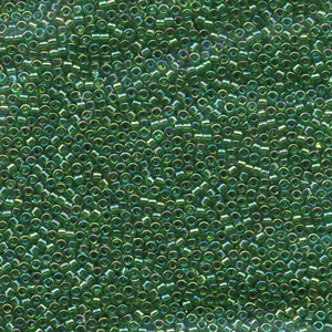 Japanese Miyuki Delica Glass Seed Bead Size 11 - Kelly Green AB - Transparent Iridescent Finish