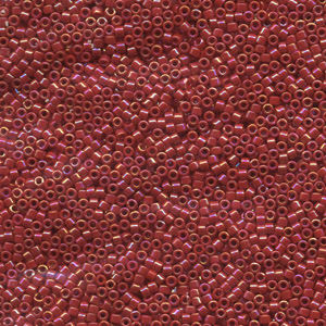 Japanese Miyuki Delica Glass Seed Bead Size 11 - Dark Raspberry Red AB - Opaque Iridescent Finish