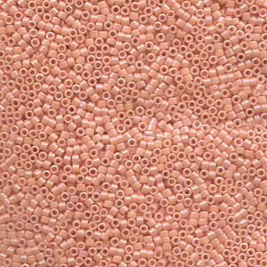 Japanese Miyuki Delica Glass Seed Bead Size 11 - Peachy Coral AB - Opaque Luster Iridescent Finish