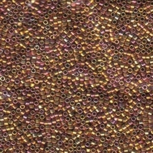 Japanese Miyuki Delica Glass Seed Bead Size 11 - Gold Iris 22kt Plated - Metallic Iridescent Finish