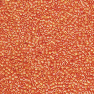 Japanese Miyuki Delica Glass Seed Bead Size 11 - Orange AB - Transparent Iridescent Matte Finish