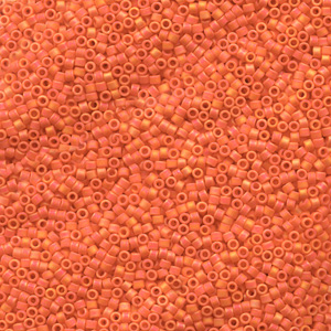 Japanese Miyuki Delica Glass Seed Bead Size 11 - Bright Orange AB - Opaque Iridescent Matte Finish
