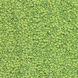 Miyuki Size 11 Delicas - Light Lime AB with Opaque Iridescent Matte Finish | Japanese Glass Seed Beads