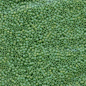 Miyuki Size 11 Delicas - Soft Green with Opaque Iridescent Matte Finish | Japanese Glass Seed Beads