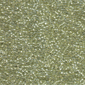 Japanese Miyuki Delica Glass Seed Bead Size 11 - Crystal with Light Peridot - Color Lined