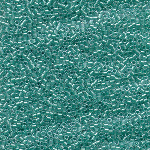 Japanese Miyuki Delica Glass Seed Bead Size 11 - Crystal with Aqua - Color Lined