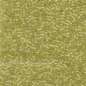 Japanese Miyuki Delica Glass Seed Bead Size 11 - Crystal with Light Yellow - Color Lined