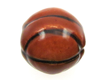 9mm Small Basketball Hand-painted Clay Bead | Natural Beads