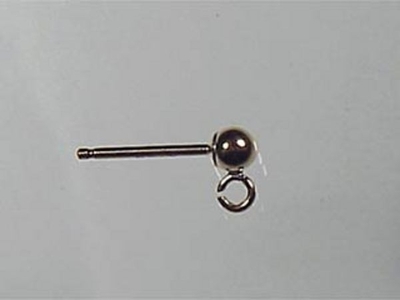 3mm Ball with Ring Ear Post - 14k Goldfill | Earring Findings