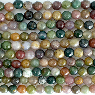 4mm Faceted Round Fancy Jasper Stone Bead - Mixed Colors | Natural Semiprecious Gemstone