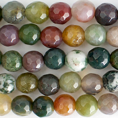 6mm Faceted Round Fancy Jasper Stone Bead - Mixed Colors | Natural Semiprecious Gemstone