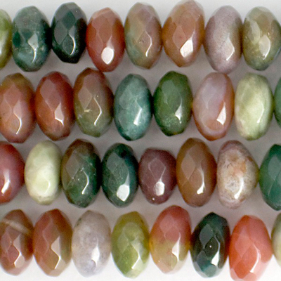 8mm Faceted Rondell Fancy Jasper Stone Bead - Mixed Colors | Natural Semiprecious Gemstone