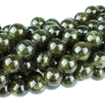 10mm Round Green Garnet Stone Beads