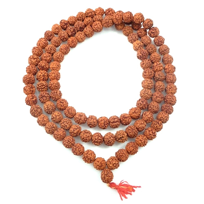 11mm Round Rudraksha Seed Mala Beads - Reddish Brown | Natural Wood Beads