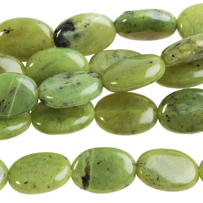 Jade 10 x 14mm oval deep green | Gemstone Beads