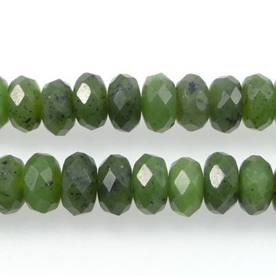 8mm Faceted Rondell Jade Stone Bead - Deep Green | Natural Semiprecious Gemstone