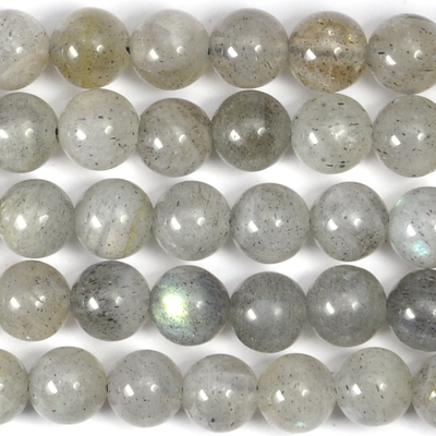 6mm Labradorite Round Beads - Grey - 8-inch String