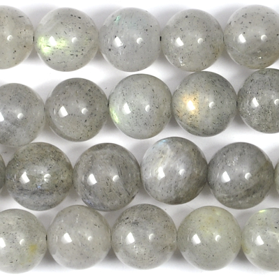 8mm Labradorite Round Beads - Grey - 8-inch String