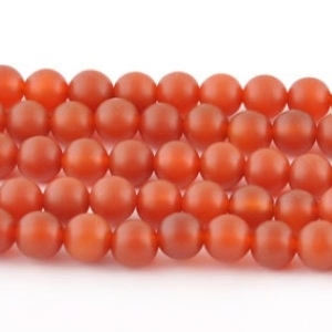 12mm Round Carnelian Agate Stone Bead - Deep Orange | Natural Semiprecious Gemstone