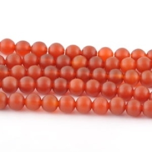 6mm Round Carnelian Agate Stone Bead - Deep Orange | Natural Semiprecious Gemstone