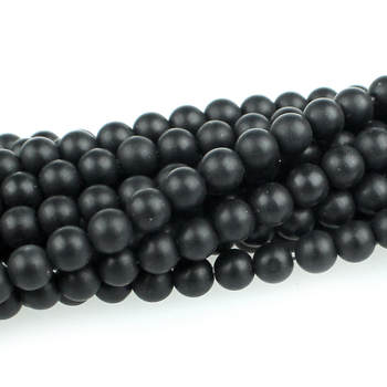 4mm Round Matte Black Onyx Stone Beads | Natural Semiprecious Gemstone