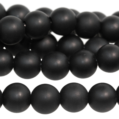 Large hole Black Onyx 8mm round black | Gemstone Beads