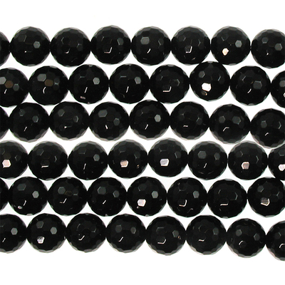 10mm Faceted Round Black Onyx Stone Beads | Natural Semiprecious Gemstone
