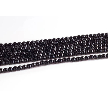 4mm Faceted Round Black Onyx Stone Beads | Natural Semiprecious Gemstone