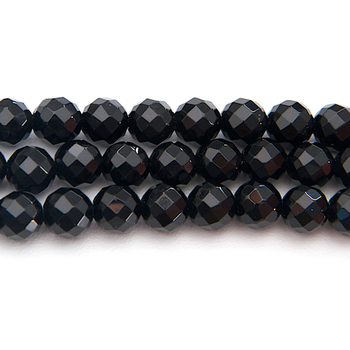 6mm Faceted Round Black Onyx Stone Beads | Natural Semiprecious Gemstone