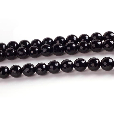 8mm Faceted Rondell Black Onyx Stone Beads | Natural Semiprecious Gemstone