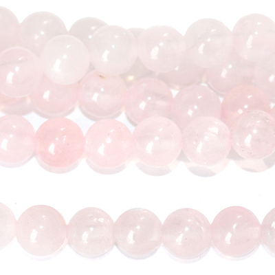 6mm Round Rose Quartz Stone Bead - Pale Pink - 8